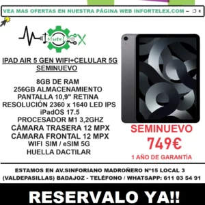Oferta Ipad Air M1 2022 10,9 Pulgadas 5 Generacion 8GB 256GB Wifi 5G Reacondicionado Grado A - Imagen 7