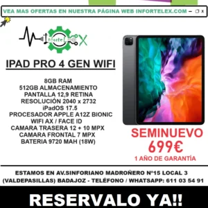 Oferta Ipad Pro 12.9 Pulgadas 4 Generación 2020 8GB 512GB Wifi Reacondicionado Grado A - Imagen 6