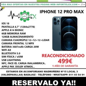 Oferta Iphone 12 PRO MAX 128GB AZUL Reacondicionado Grado A - Imagen 5