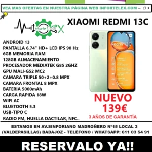 Oferta Smartphone Xiaomi Redmi 13C 6GB 128GB Verde Claro Nuevo - Imagen 4