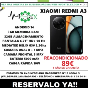 Oferta Smartphone Xiaomi Redmi A3 3GB 32GB Negro Reacondicionado - Imagen 5