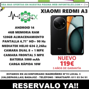 Oferta Smartphone Xiaomi Redmi A3 4GB 128GB Negro Nuevo - Imagen 4