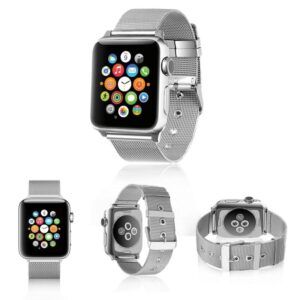 Correa COOL para Apple Watch Series 1 / 2 / 3 / 4 / 5 / 6 / 7 / 8 / 9 / SE (38 / 40 / 41 mm) Metal Plata - Imagen 3
