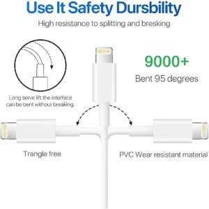 Cable de Datos y Carga Rapida 12w APOKIN USB 2.4 a Lightning 2m - Imagen 3