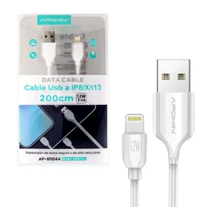 Cable de Datos y Carga Rapida 12w APOKIN USB 2.4 a Lightning 2m - Imagen 1