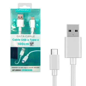 Cable de Datos y Carga Ultra Rapida 3.0A USB 6A 66W Cable Alto Rendimiento Tipo C 1Metros - Blanco - Imagen 4