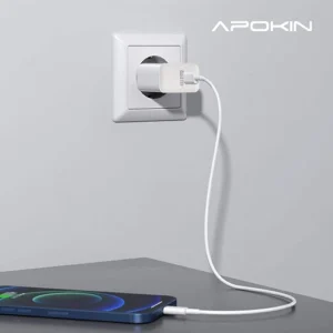 Cargador de Carga Rapida 20W 3.1 Q.C Hembra Tipo-C + Cable Lighting APOKIN - Blanco - Imagen 5