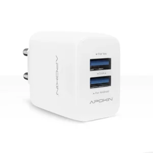 Cargador Doble USB-A 2.4 A Sin Cable APOKIN PC913Y - Blanco - Imagen 3
