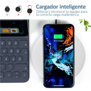 Cargador Inalambrico APOKIN qi 15W Carga Rapida - Blanco - Imagen 3