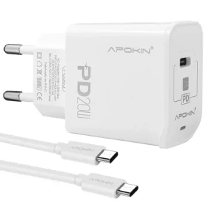 Cargador Rapido Entrada PD 20W 3.0A Tipo-C a Tipo-C APOKIN  - Blanco - Imagen 8
