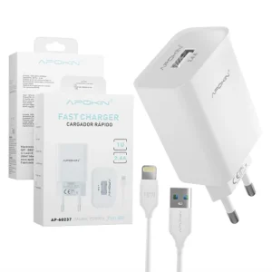 Cargador Red Entrada USB-A 2.4 A Cable Lightning APOKIN PC802L - Blanco - Imagen 6