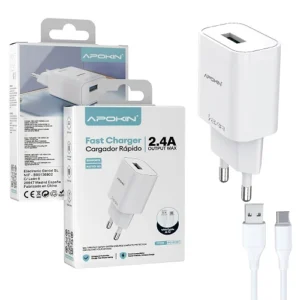 Cargador Red USB-A 18W 2.4A Cable Lightning APOKIN 81348 - Imagen 1