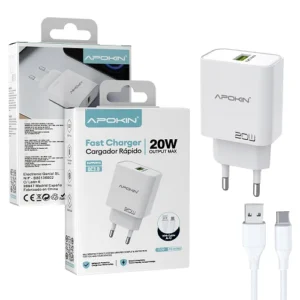Cargador Red USB-A 20W 3.0A Cable Tipo-C APOKIN 81362 - Imagen 1