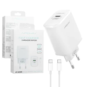 Cargador USB-C 20W/3.0A Cable Tipo-C APOKIN PC915Y - Blanco - Imagen 3