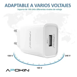 Charger Red USB-A 2.4 A without Cable APOKIN PC802 - White - Imagen 2