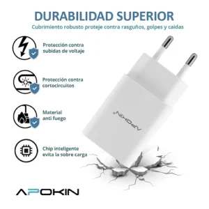 Charger Red USB-A 2.4 A without Cable APOKIN PC802 - White - Imagen 1