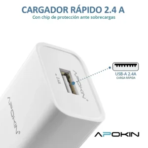 Charger Red USB-A 2.4 A without Cable APOKIN PC802 - White - Imagen 5