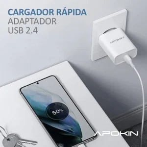 Charger Red USB-A 2.4 A without Cable APOKIN PC802 - White - Imagen 6