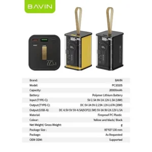 Power Bank All-1 Carga Rápida 20.000mha 22.5w Bavin PC1010S - Imagen 4