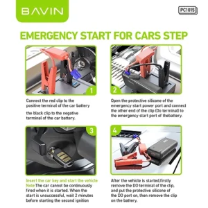 Power Bank Con Bateria Arrancadora de Coche Emergencia 10.000mha PC1015S Bavin - Imagen 2