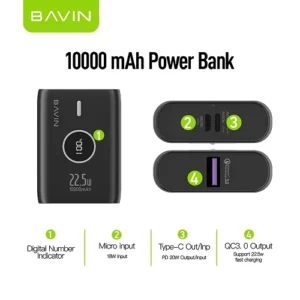 Power Bank Largo Tipo-C Carga Rapida 10.000mha 22.5w Bavin - Imagen 5