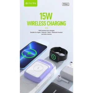 Power Bank Magnético Inalámbrico y USB 3.0 10.000mha con Super Carga 22.5w Rosa - Imagen 3