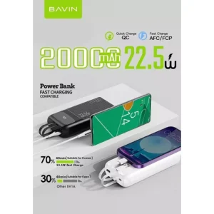 Power BankCarga Rapida 20.000mha 22.5w Bavin PC007S Pro 2 Colores - Imagen 3