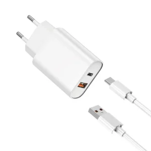 WIWU Cargador Quick PD Tipo-C + USB A Con Cable Tipo-C 3A 20W U0002 Blanco - Imagen 4